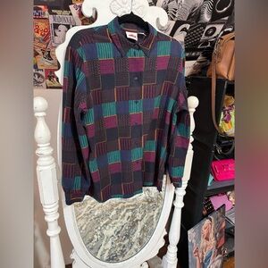 Alia Women's Checkered Blouse in Blue, Green, and Purple